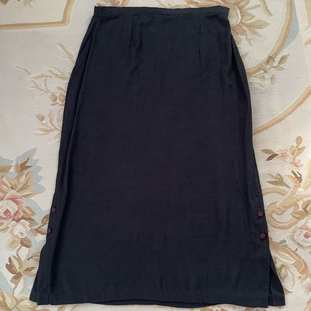 Coldwater Creek Black Midi Skirt with Button Accents